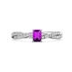 1 - Avril Desire Emerald Cut Amethyst and Round Lab Grown Diamond Twist Braided Shank Engagement Ring 