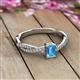 2 - Avril Desire Emerald Cut Blue Topaz and Round Lab Grown Diamond Twist Braided Shank Engagement Ring 