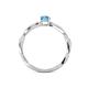 4 - Avril Desire Emerald Cut Blue Topaz and Round Lab Grown Diamond Twist Braided Shank Engagement Ring 