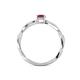 4 - Avril Desire Emerald Cut Rhodolite Garnet and Round Lab Grown Diamond Twist Braided Shank Engagement Ring 