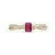 1 - Avril Desire Emerald Cut Rhodolite Garnet and Round Lab Grown Diamond Twist Braided Shank Engagement Ring 