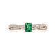 1 - Avril Desire Emerald Cut Emerald and Round Lab Grown Diamond Twist Braided Shank Engagement Ring 