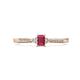 1 - Greta Desire Emerald Cut Rhodolite Garnet and Round Lab Grown Diamond Engagement Ring 
