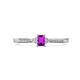 1 - Greta Desire Emerald Cut Amethyst and Round Lab Grown Diamond Engagement Ring 