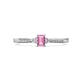 1 - Greta Desire Emerald Cut Pink Sapphire and Round Lab Grown Diamond Engagement Ring 