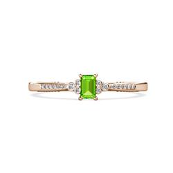 Greta Desire Emerald Cut Peridot and Round Lab Grown Diamond Engagement Ring Emerald Cut x Peridot and Round Lab Grown Diamond ctw Womens Engagement Ring K Rose Gold