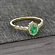 2 - Flora Desire Oval Cut Emerald and Round Lab Grown Diamond Vintage Scallop Halo Engagement Ring 