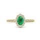 4 - Flora Desire Oval Cut Emerald and Round Lab Grown Diamond Vintage Scallop Halo Engagement Ring 