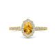 1 - Flora Desire Oval Cut Citrine and Round Lab Grown Diamond Vintage Scallop Halo Engagement Ring 