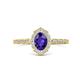 4 - Flora Desire Oval Cut Iolite and Round Lab Grown Diamond Vintage Scallop Halo Engagement Ring 