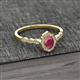 2 - Flora Desire Oval Cut Rhodolite Garnet and Round Lab Grown Diamond Vintage Scallop Halo Engagement Ring 