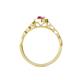 5 - Flora Desire Oval Cut Rhodolite Garnet and Round Lab Grown Diamond Vintage Scallop Halo Engagement Ring 