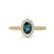1 - Flora Desire Oval Cut London Blue Topaz and Round Lab Grown Diamond Vintage Scallop Halo Engagement Ring 