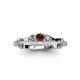 3 - Twyla Lab Grown Diamond and Red Garnet Three Stone Ring 