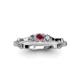 3 - Twyla Lab Grown Diamond and Rhodolite Garnet Three Stone Ring 