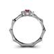 4 - Twyla Lab Grown Diamond and Rhodolite Garnet Three Stone Ring 