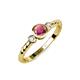 3 - Azalea Rhodolite Garnet and Lab Grown Diamond Three Stone Engagement Ring 