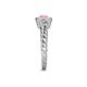 5 - Azalea Pink Sapphire and Lab Grown Diamond Three Stone Engagement Ring 