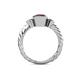 4 - Azalea Red Garnet and Lab Grown Diamond Three Stone Engagement Ring 