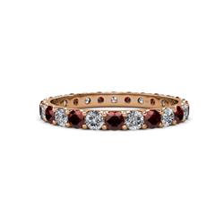 Audrey Red Garnet and Diamond U Prong Eternity Band Red Garnet and Diamond ctw U Prong Womens Eternity Ring Stackable K Rose Gold
