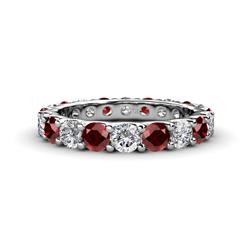Audrey Red Garnet and Diamond U Prong Eternity Band Red Garnet and Diamond ctw U Prong Womens Eternity Ring Stackable K White Gold