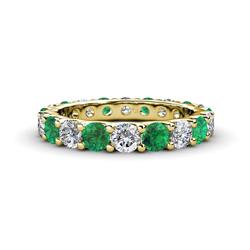 Audrey Emerald and Diamond U Prong Eternity Band Emerald and Diamond ctw U Prong Womens Eternity Ring Stackable K Yellow Gold