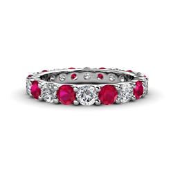 Audrey Ruby and Diamond U Prong Eternity Band Ruby and Diamond ctw U Prong Womens Eternity Ring Stackable K White Gold