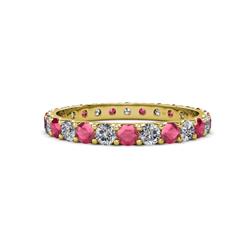 Audrey Rhodolite Garnet and Lab Grown Diamond U Prong Eternity Band Rhodolite Garnet and Lab Grown Diamond ctw U Prong Womens Eternity Ring Stackable K Yellow Gold