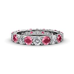 Audrey Rhodolite Garnet and Lab Grown Diamond U Prong Eternity Band Rhodolite Garnet and Lab Grown Diamond ctw U Prong Womens Eternity Ring Stackable K White Gold