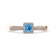 1 - Emily Classic 5.50 mm Princess Cut Blue Topaz and Round Diamond Micro Pave Tapered Shank Halo Engagement Ring 