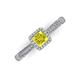 3 - Emily Classic 5.50 mm Princess Cut Yellow Diamond and Round White Diamond Micro Pave Tapered Shank Halo Engagement Ring 