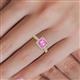 5 - Emily Classic 5.50 mm Lab Created Princess Cut Pink Sapphire and Round Diamond Micro Pave Tapered Shank Halo Engagement Ring 