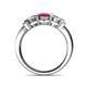 4 - Raea Rhodolite Garnet and Lab Grown Diamond Three Stone Engagement Ring 
