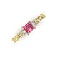 3 - Lyla Classic Princess Cut Pink Tourmaline and Diamond Braided Shank Three Stone Engagement Ring 