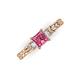 3 - Lyla Classic Princess Cut Pink Tourmaline and Diamond Braided Shank Three Stone Engagement Ring 