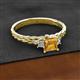 2 - Lyla Classic Princess Cut Citrine and Diamond Braided Shank Three Stone Engagement Ring 