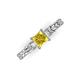 3 - Lyla Classic Princess Cut Lab Created Lab Created Yellow Sapphire and Diamond Braided Shank Three Stone Engagement Ring 