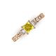 3 - Lyla Classic Princess Cut Lab Created Yellow Sapphire and Diamond Braided Shank Three Stone Engagement Ring 