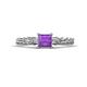 1 - Lyla Classic Princess Cut Amethyst and Diamond Braided Shank Three Stone Engagement Ring 