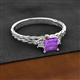 2 - Lyla Classic Princess Cut Amethyst and Diamond Braided Shank Three Stone Engagement Ring 