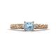 1 - Lyla Classic Princess Cut Aquamarine and Diamond Braided Shank Three Stone Engagement Ring 