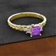 2 - Lyla Classic Princess Cut Amethyst and Diamond Braided Shank Three Stone Engagement Ring 