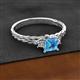 2 - Lyla Classic Princess Cut Blue Topaz and Diamond Braided Shank Three Stone Engagement Ring 