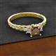 2 - Lyla Classic Princess Cut Smoky Quartz and Diamond Braided Shank Three Stone Engagement Ring 