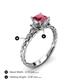 4 - Lyla Classic Princess Cut Rhodolite Garnet and Diamond Braided Shank Three Stone Engagement Ring 