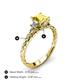 4 - Lyla Classic Princess Cut Lab Created Yellow Sapphire and Diamond Braided Shank Three Stone Engagement Ring 