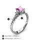 4 - Lyla Classic Princess Cut Lab Created Pink Sapphire and Diamond Braided Shank Three Stone Engagement Ring 