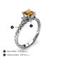 4 - Lyla Classic Princess Cut Citrine and Diamond Braided Shank Three Stone Engagement Ring 