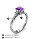 4 - Lyla Classic Princess Cut Amethyst and Diamond Braided Shank Three Stone Engagement Ring 