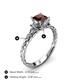 4 - Lyla Classic Princess Cut Red Garnet and Diamond Braided Shank Three Stone Engagement Ring 